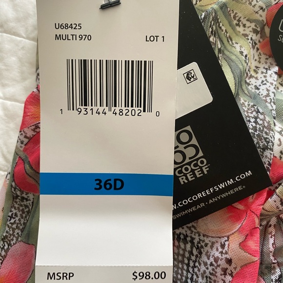 NWT Coco Reef Floral Print Women's Swim Top - Picture 6 of 10